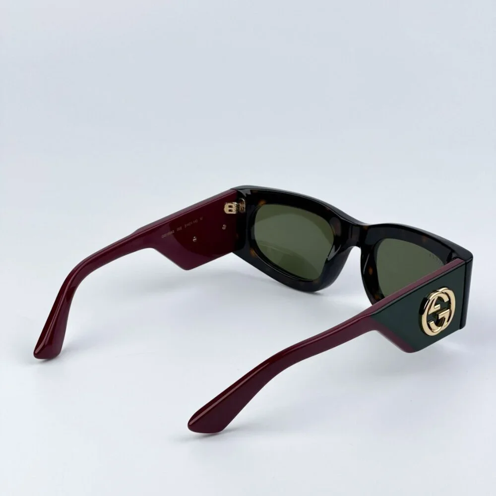 Gucci GG1664S 002 BRAND NEW Sunglasses Havana Red Green Rectangle Unisex